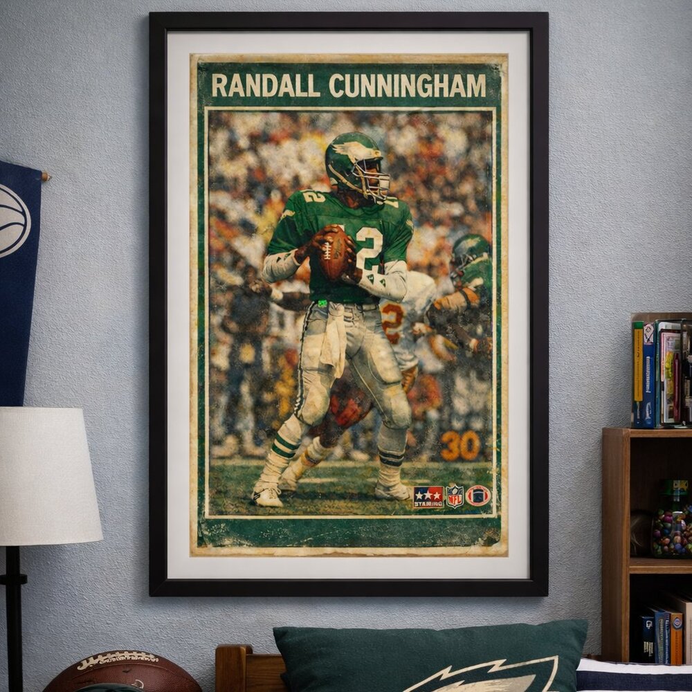 Randall Cunningham Throwback Eagles Framed Wall Art | 13x19 Philadelphia Eagles